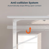 FitStand 4 Legs Standing Desk, Large 71x31 Inches Electric Adjustable Height Desk with Splice Board, Stand Up Desk Home Office Computer Workstation, White FitStand