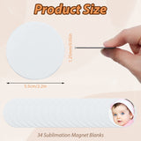 ZYNERY 34 PCS Sublimation Magnet Blanks, Sublimation Blank Fridge Magnets Printable Photos, Personalized Custom Magnets for Refrigerator Decoration, Kitchen, Office, Wall (Round Diam 5.5cm) ZYNERY