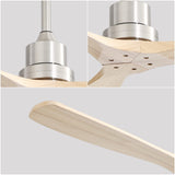 Sofucor 52 Inch Ceiling Fan with Remote, 3 Blade Carved Wood Fan Without No Light, Modern Ceiling Fan for Indoor Outdoor Bedroom Living Room Patios Farmhouse, Reversible DC Motor Sofucor