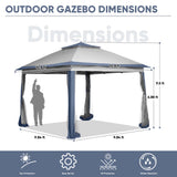 Wonlink 11x11 FT Gazebo Tent, Outdoor Tents for Parties with Mosquito Netting, Folding Heavy Duty Height Adjustable Canopy Tent for Patio Backyard Garden Wonlink