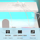 TIQLAB Gaming Desk with Power Outlets & LED 40 Inch Ergonomic Computer Carbon Fiber Surface Gamer Desk, Large Monitor Stand, Headphone Hook, PC Workstation for Bedroom, White Desk TIQLAB