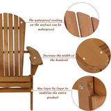 Adirondack Chair Outdoor Chairs Patio Chairs Lawn Chair Folding Adirondack Chair Patio Seating Fire Pit Chairs Wood Chairs for Adults Yard Garden w/Natural Finish FDW