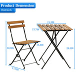 BSTOPHKL 3 Pieces Patio Bistro Set,Foldable Outdoor Patio Furniture Sets,1 Weather-Resistant Table and 2 Chairs,Outdoor and Indoor for Patio,Yard, Garden,Balcony BSTOPHKL