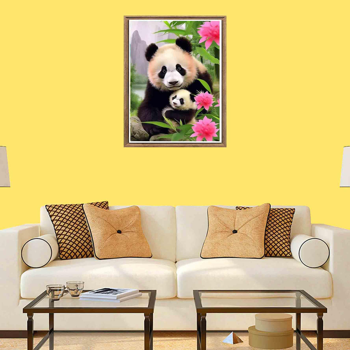 Bimkole 5D Diamond Art Kits for Adults Panda, Full Drill Flower Animals DIY Rhinestone Embroidery Set Paint with Diamonds Art by Number Kits Cross Stitch Home Wall Craft Decoration 12X16 Inch Bimkole