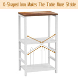 YAKANJ End Table with LED Light,Record Player Stand with Albums Storage,Vinyl Records Storage,Turntable Stand Side Table for Music Room Studio Living Room Bedroom-White YAKANJ