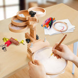 Embroidery Hoop Stand with Built-in Storage Tray, Adjustable Embroidery Hoop Holder, Sturdy Beech Wood Cross Stitch Stand for DIY Craft & Needlework Vathery