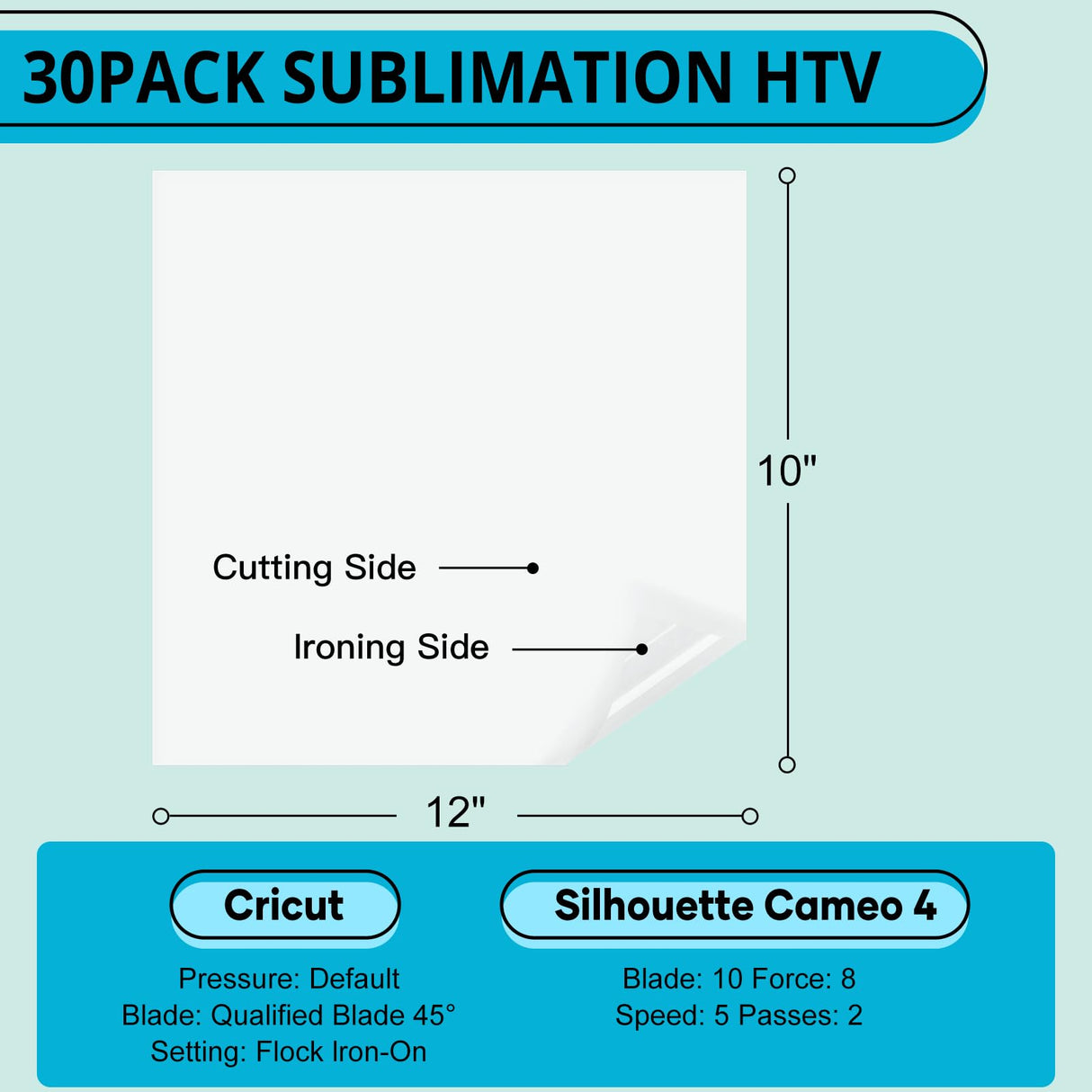 HTVRONT Sublimation HTV for Dark Fabric/Light Fabric 30 Pack - 12 * 10'' Matte Sublimation Vinyl - Sublimation Blanks for Sublimation Shirts/Hat/Pillow/Bag HTVRONT