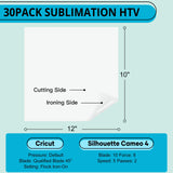 HTVRONT Sublimation HTV for Dark Fabric/Light Fabric 30 Pack - 12 * 10'' Matte Sublimation Vinyl - Sublimation Blanks for Sublimation Shirts/Hat/Pillow/Bag HTVRONT