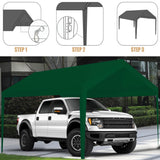 Carport Replacement Canopy, Replacement Top Cover for 10' x 20' Carport Frame, 180G PE Fabric Waterproof & UV Protected Tarp with Ball Bungees, Green (Only Top Cover, Frame is not Included) Vanteriam