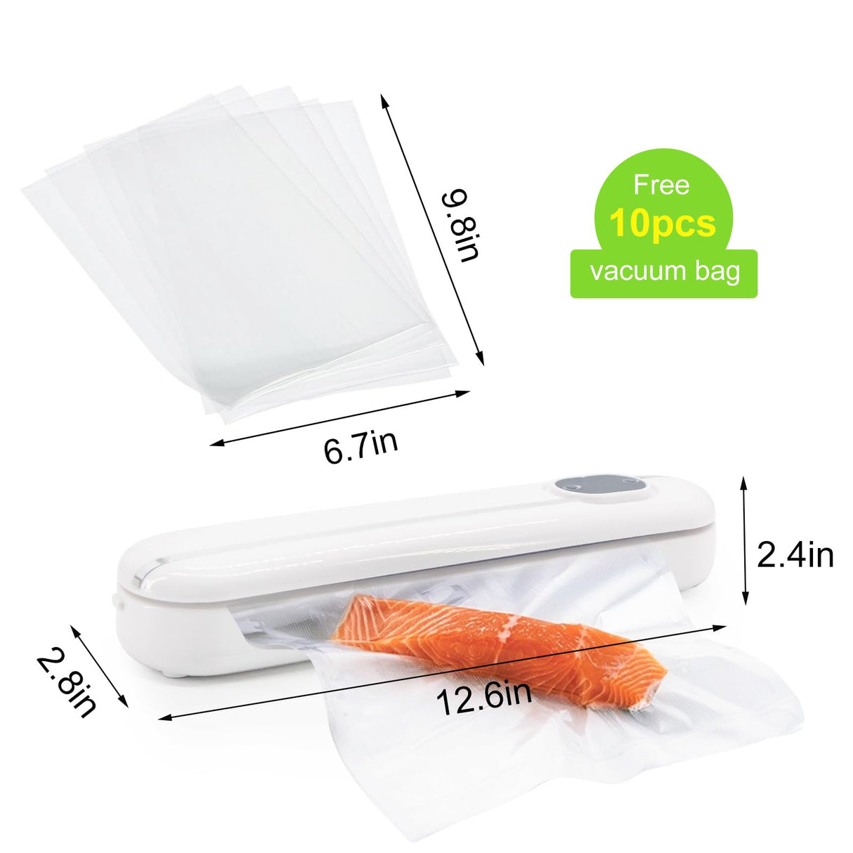 Vacuum Sealer, Food Vacuum Sealer Machine, Vacuum Sealer Machine, Single Sealing/Vacuum Sealing Two Modes, With LED Display, Includes 10 Vacuum Sealer Bags Truloven