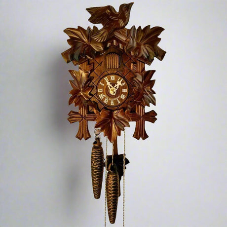 Sternreiter BIRD AND LEAF Model 1200 Brown Forest Mechanical Cuckoo Clock, Linden Wood with Half and Full Hour Strike Sternreiter