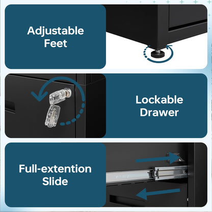MIIIKO Office File Cabinet with 2 Drawers and Shelf, Metal Vertical Filing Cabinet with Lock, Lateral Two Drawers for Storage Letter/Legal Size File Folders, Top Shelf for Printer Stand - WoodArtSupply