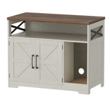 Halitaa Cat Litter Box Enclosure,Hidden Litter Box Furniture Cat Washroom with Cat Scratch Pad,Farmhouse Indoor Cat House End Table,White Halitaa