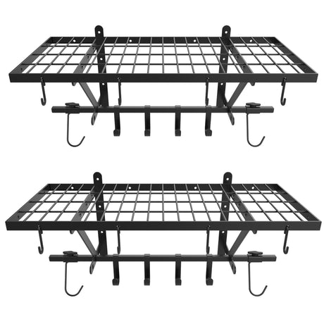 lesolar Garage Wall Shelves 2 Pack 14.2"x31.5" Garage Shelving Wall Mount for Storage Rack Garage Wall Organizer Floating Shelves Includes 4 Bike and 16 Tool Hooks 500lbs Capacity lesolar