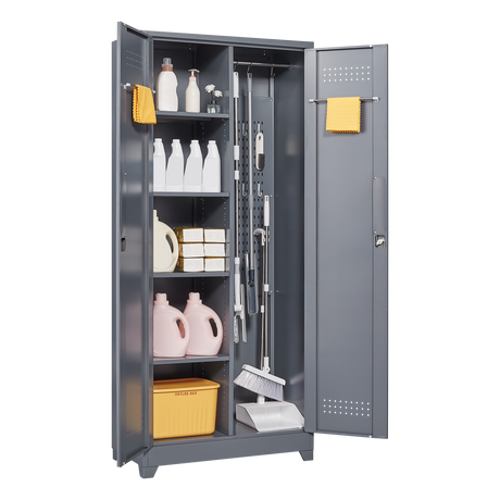 Gray And Metal Storage Cabinet HouseOfZazla