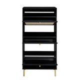 Modern Rattan 3 Door Shoe Rack Cabinet for Entryway