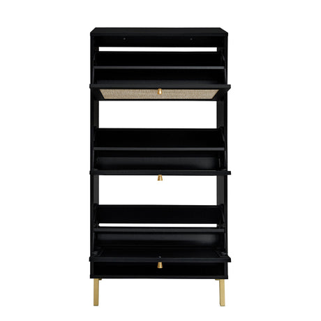Modern Rattan 3 Door Shoe Rack Cabinet for Entryway HouseOfZazla