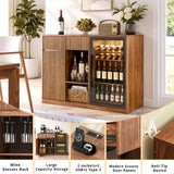 51" Fluted Bar Cabinet with Fridge Space and Wine Glass Rack