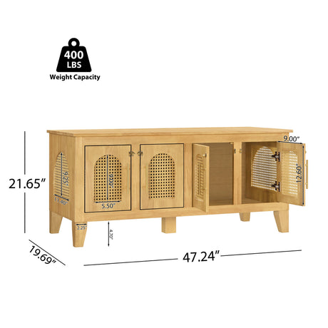 Lars Indoor Rattan Decorated Rubber Wood Dog Crate Cabinet HouseOfZazla