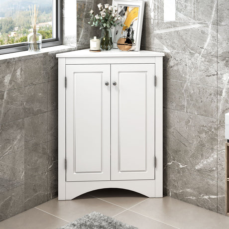 Triangle Bathroom Storage Cabinet With Adjustable Shelves, Freestanding Floor Cabinet For Home Kitchen HouseOfZazla