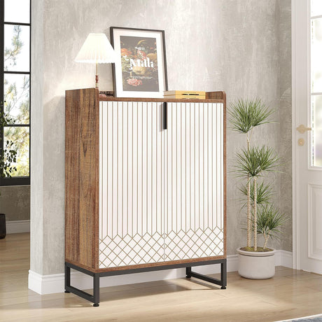 5 Tier Shoe Cabinet With Doors, Compact Entryway Storage Organizer HouseOfZazla