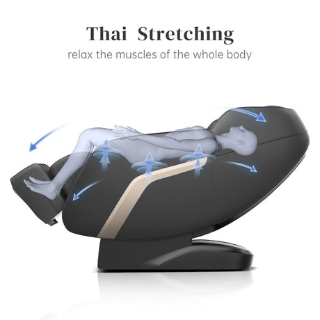 Massage Chair, Zero Gravity Shiatsu Massage Chairs Full Body And Recliner Sl-Track Massage Chair With Bluetooth Speaker, Anion, Thai Stretch, USB Charing, Heating And Foot Roller Massager - Black HouseOfZazla