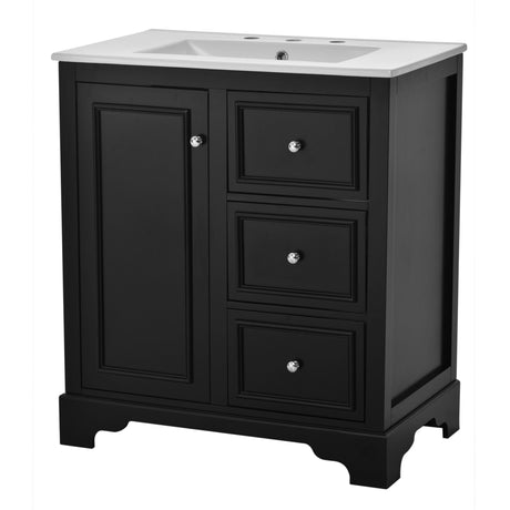 Bathroom Vanity With Sink, Modern Elegant Bathroom Storage Cabinet With 3 Drawers And Adjustable Shelves, Freestanding Vanity Set With Mirror Cabinet, Single Sink Bathroom Vanity HouseOfZazla
