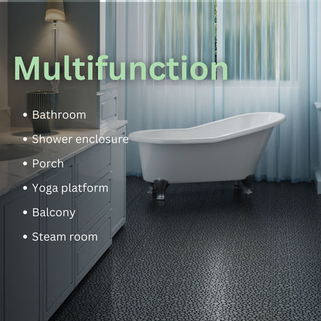 Interlocking Deck Tiles Plastic Waterproof Outdoor All Weather Anti-Slip Bathroom Shower Balcony Porch Strong Weight Capacity Upto 440 Lbs, Pebble Stone Pattern HouseOfZazla