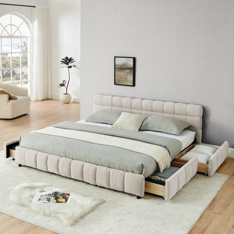 Modern Platform Bed Frame With Thick Fabric HouseOfZazla