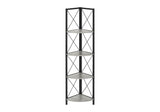 4-Tier Corner Bookshelf with Marble Look and Metal Frame