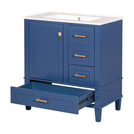 Bathroom Vanity, Modern Bathroom Cabinet With Sink Combo Set, Bathroom Storage Cabinet With A Soft Closing Door And 3 Drawers, Solid Wood Frame HouseOfZazla