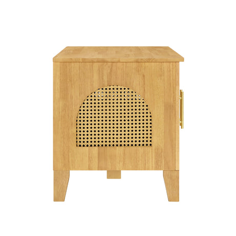 Lars Indoor Rattan Decorated Rubber Wood Dog Crate Cabinet HouseOfZazla