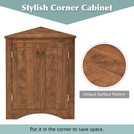 Triangle Bathroom Storage Cabinet With Adjustable Shelves, Freestanding Floor Cabinet For Home Kitchen HouseOfZazla