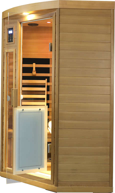 Low EMF Two person Far-infrared Red cedar Deluxe indoor pentagonal sauna room HouseOfZazla