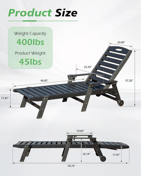 Patio Lounge Chair Outdoor with Reclining Backrest HouseOfZazla