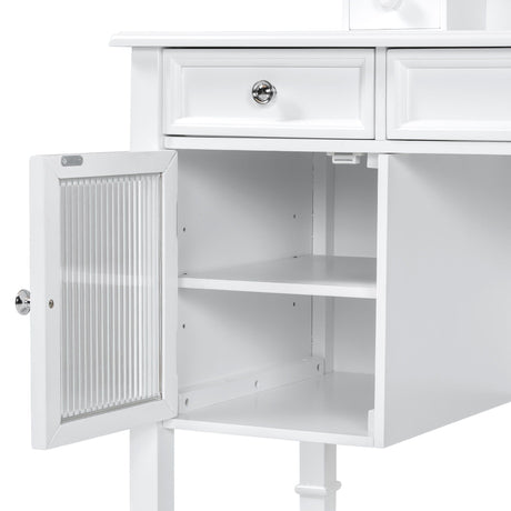 Elegant Makeup Vanity Desk With Adjustable Mirror And Storage And Construction - White HouseOfZazla