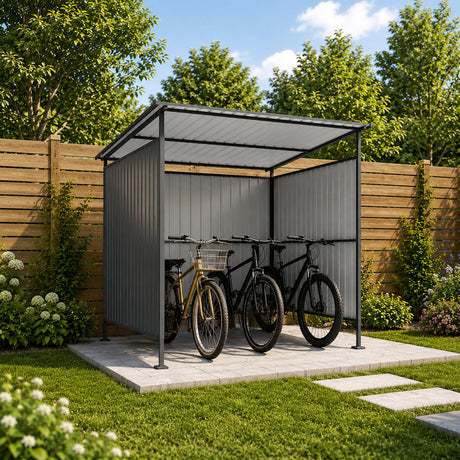 6x6FT Outdoor Pergola with Hardtop Roof, Lean-to Metal Shelter HouseOfZazla