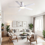 Flush Mount Ceiling Fans With LED Light And Remote Control, 5 Blades