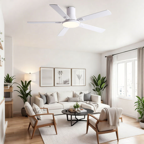 Flush Mount Ceiling Fans With LED Light And Remote Control, 5 Blades HouseOfZazla