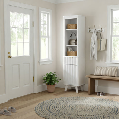 Tall Bathroom Storage Cabinet With Adjustable Shelves And 1 Drawer & Door HouseOfZazla