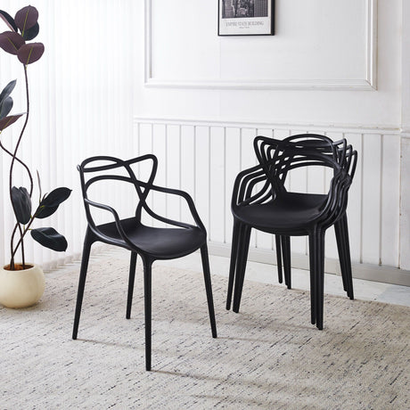 Dining Chair Set of 4 - Black Plastic HouseOfZazla