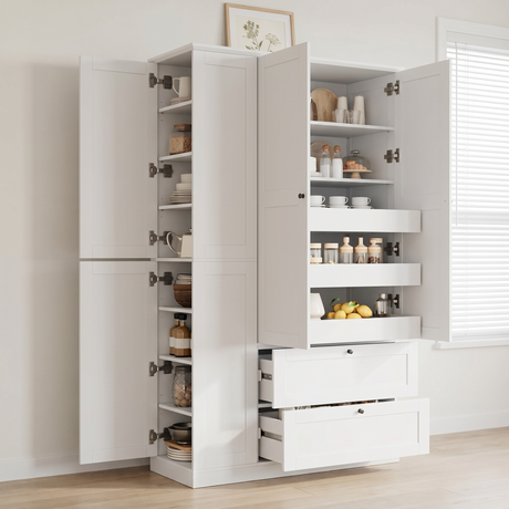 TOPMAX 73.6" Tall Farmhouse Kitchen Pantry Cabinet with 8 Shelves HouseOfZazla