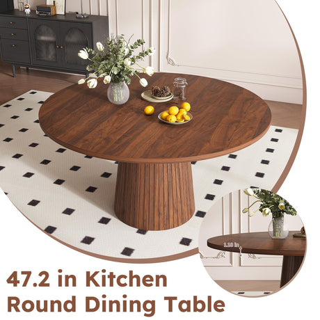 47 Inch Round MDF Dining Table for 4, Modern Farmhouse Style HouseOfZazla