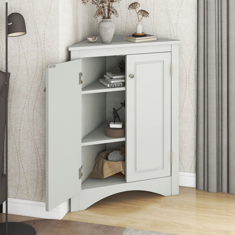 Triangle Bathroom Storage Cabinet With Adjustable Shelves, Freestanding Floor Cabinet For Home Kitchen HouseOfZazla