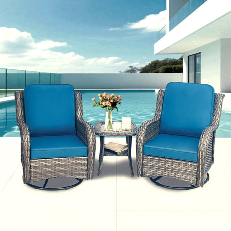 Wicker Patio Furniture Set - 3 Piece Rattan Outdoor Sectional Conversation Set HouseOfZazla