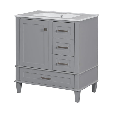 Bathroom Vanity, Modern Bathroom Cabinet With Sink Combo Set, Bathroom Storage Cabinet With A Soft Closing Door And 3 Drawers, Solid Wood Frame HouseOfZazla