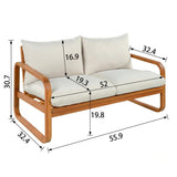4-Piece Acacia Wood Outdoor Patio Furniture Set with Thick Cushions