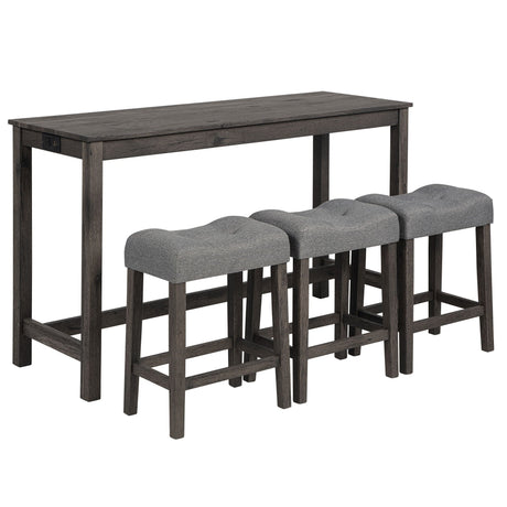 4 Piece Bar Table Set With Power Outlet, 3 Padded Stools HouseOfZazla