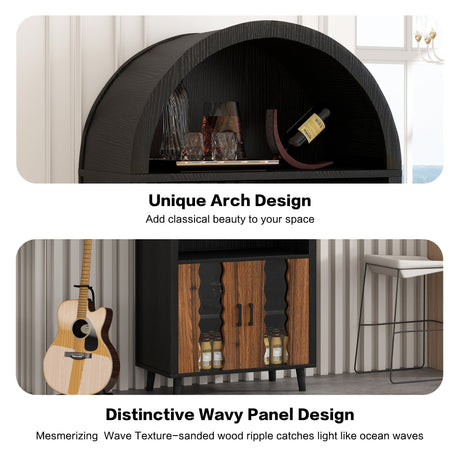 71' Farmhouse Arched Wine Bar Cabinet HouseOfZazla