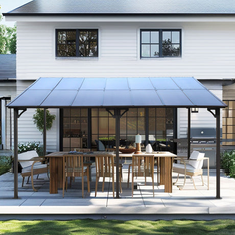 Wall Mounted Outdoor Pergola Gazebo, Heavy Duty Metal Awning With Roof HouseOfZazla